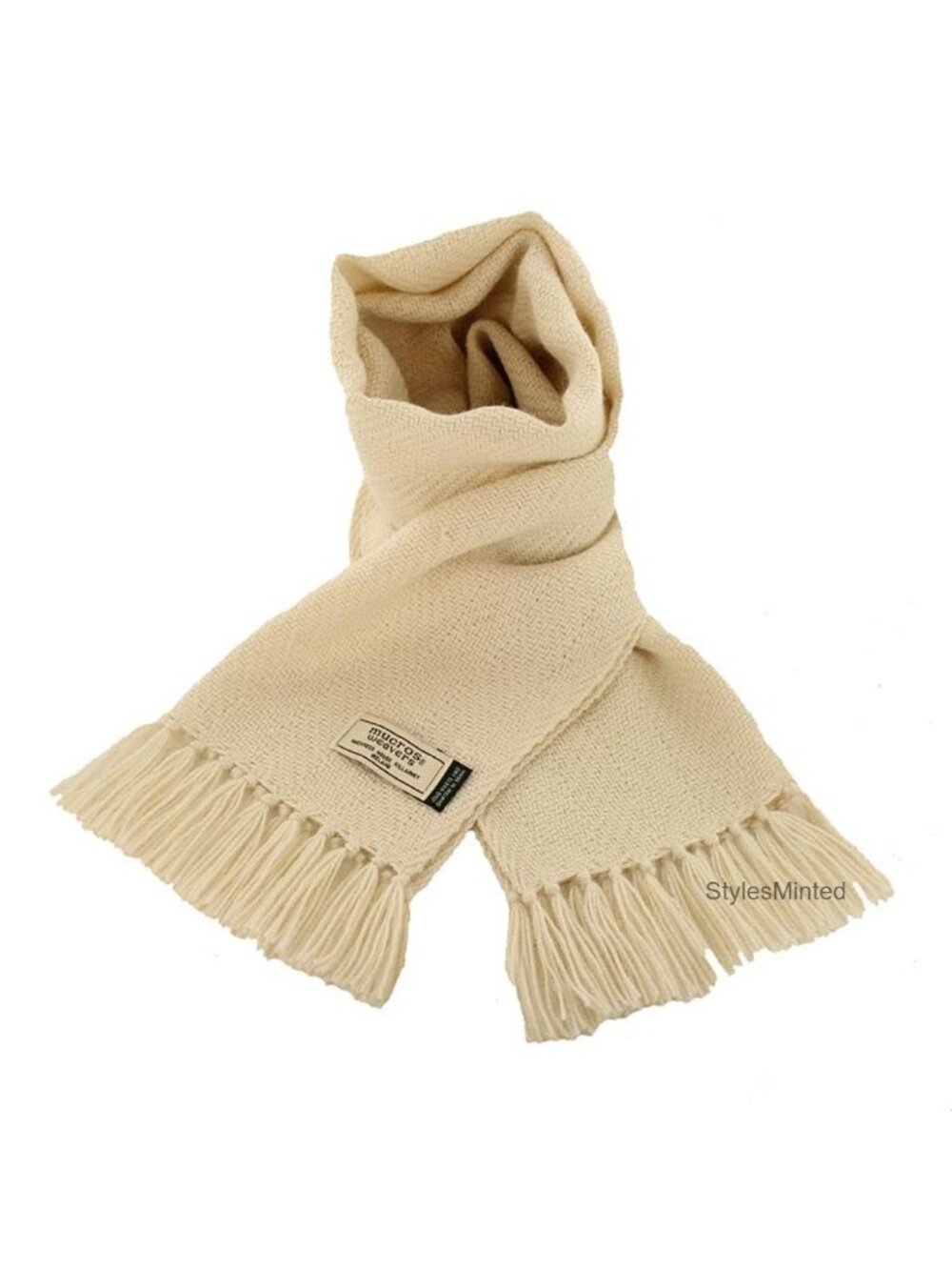 100% Alpaca Wool Scarf 12x68 Inch with 4-Inch Fringe Made in Ireland